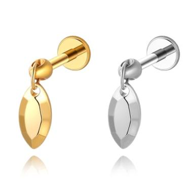 Imagem de LOMISS PIERCING LABRET TITÂNIO PVD PINGENTE OVAL COM PONTAS 1.2X8 (NATURAL)