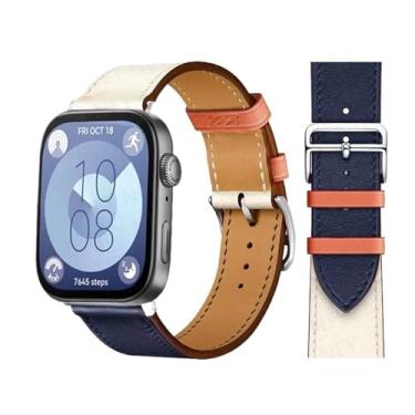 Imagem de AHGDDA Pulseira retrô para Huawei Watch Fit 3 pulseira de couro bovino italiano de substituição rápida Correa para Huawei Fit 3 Fit 2 Watch Band (Indigo Craie 09, serve para 2)