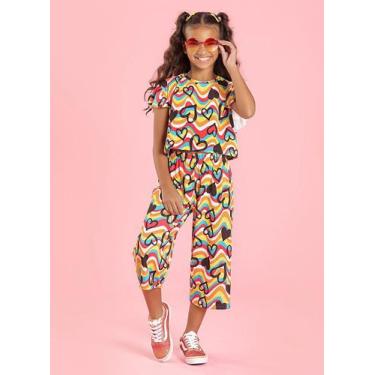 Imagem de Conjunto Verão Menina Vitamina Blusa E Calça Pantacourt Corações, 6
