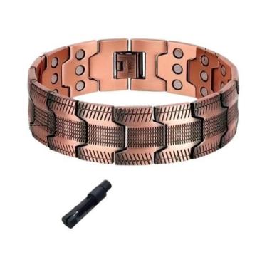 Imagem de Pulseira Magnética Ajustável De Cobre Com 3 Fileiras Para Homens, Com 