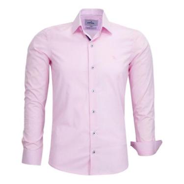 Imagem de Camisa Social Amil Liso Sem Bolso Manga Longa Slim 100% Algodão 1871, 