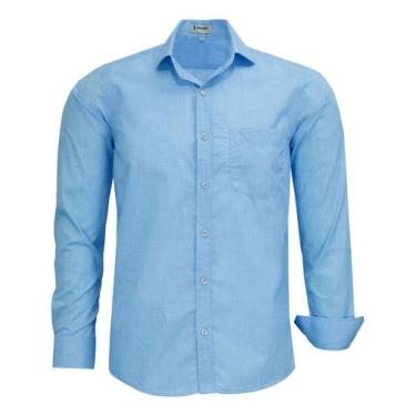 Imagem de Camisa Mescla Social Comfort Ml Com Bolso Passa Fácil 1889 - Amil, Azu