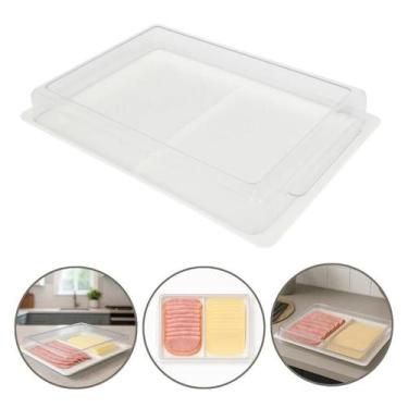 Imagem de Porta Frios Duplo Com Tampa Organizador Geladeira Grande Resistente Pa