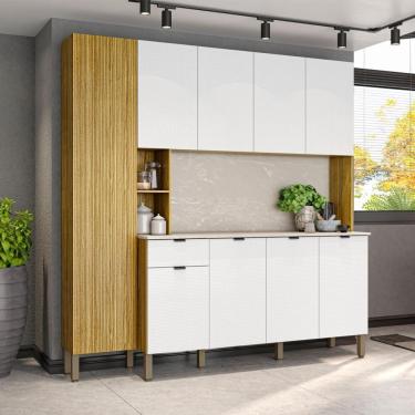 Imagem de Armario De Cozinha Compacta 9 Portas 1 Gaveta Cairo - Freijó/artico/riscatto Freijó