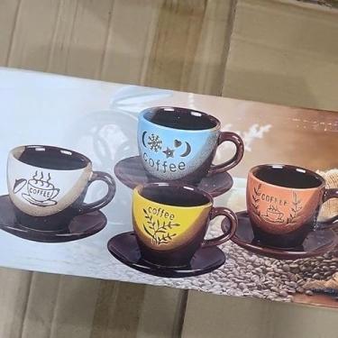 Imagem de Xícara de café kit com 12 peças de Cerâmica em porcelana1(Marrom Aleatória)