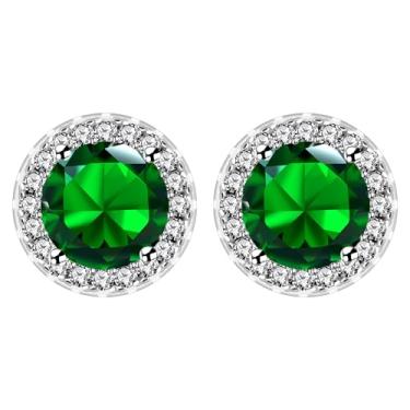 Imagem de Vivaday Brincos femininos de pedra do mês de nascimento, zircônia cúbica, diamante criado com pedras preciosas, hipoalergênicas, sem níquel, joias para mãe, irmã e amiga, adjustable, Zircônia cúbica,