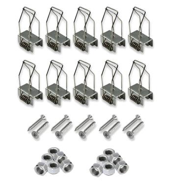 Imagem de Kit 10 Presilhas Gafanhoto Mola Fixar Perfil Led Gesso Sanca