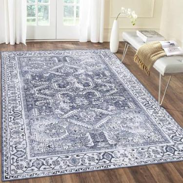 Imagem de WESTLOOM Tapete de área grande Tapete vintage tapete lavável de pelo baixo tapete fino antiderrapante tapete macio ultrafino tapete de área de coleção antiga tapete de acento contemporâneo para sala
