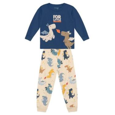 Imagem de Pijama infantil menino de dragão Brandili, 8, Azul