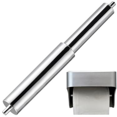 Imagem de SHINEOFI Substituição de rolo de papel higiênico com mola, haste de eixo de plástico ajustável para casa e escritório, prata, 16,12 cm