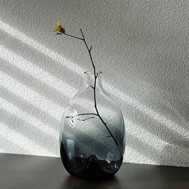 Imagem de Vaso de mesa de jantar minimalista nórdico criativo arranjo de flores secas de vidro em rede de vento vermelho ornamentos de decoração de sala de estar