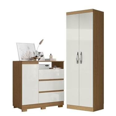 Imagem de Cômoda Sapateira 2014143 e Armário Multiuso New 2000192 Atacama Off White - Aramóveis