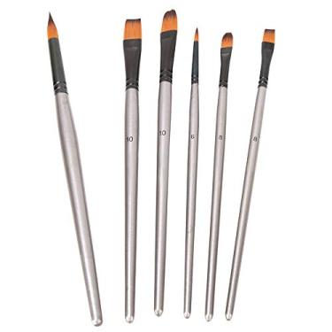 Imagem de Conjunto de pincéis para pintura a óleo 6 peças materiais de arte multifuncionais de tubo de alumínio de nylon com cabo de madeira para aquarela acrílico corpo unha pintura facial