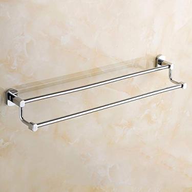 Imagem de Prateleira de banheiro toalha de banheiro prateleira multifuncional toalheiro de banho montado na parede toalha dupla armazenamento rai 0724 (tamanho: 50 cm) (80 cm)