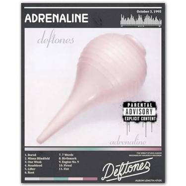 Imagem de ZUKIY Capa Adrenaline Deftones - Pôster de Rock Vintage Arte de Parede 20 x 25 Sem Moldura - Decoração Inspirada em Banda de Metal Pesado para Quarto Estúdio Escritório - Impressão em Estilo Tapeçaria