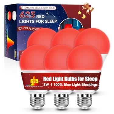 Imagem de Neporal Lâmpadas vermelhas de 625 nm para dormir 3W, 100% lâmpadas de bloqueio de luz azul para promoção de melatonina, lâmpada noturna de LED A19 equivalente a 40 W para berçário de bebê, dormir, ler