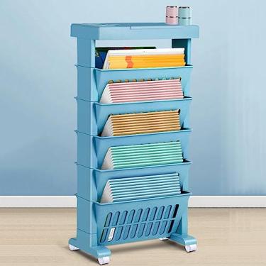 Imagem de Carrinho de rodinhas de 5 camadas, estante móvel e organizador de escritório com rodas, carrinho de armazenamento multifuncional para acessórios e suprimentos de mesa, ideal para uso doméstico e