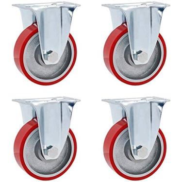 Imagem de Rodas giratórias resistentes de 7,6 cm - Rodízios de substituição de poliuretano durável para carrinhos e bancadas de trabalho - Roda móvel de alta capacidade de carga com haste de placa