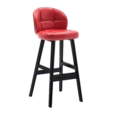 Imagem de Banquetas de bar com apoio para os pés cadeiras de bar de cozinha de couro PU vintage banquinho de bar de madeira cadeiras de jantar para café da manhã em casa - Conjunto de 2