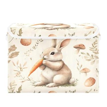 Imagem de SEHANY Cestas de armazenamento fofas de coelho de desenho animado com tampas, organizador de caixas de armazenamento de tecido para armário de roupas, cobertor de escritório, berçário, 42 x 32 x 30 cm