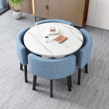 Imagem de Conjunto de mesa de jantar quadrada com cadeiras, mesa de conferência moderna, combinação de mesa de recepção e cadeira, com 1 mesa e 4 cadeiras, mesa de bar de café da manhã, para sala de estar