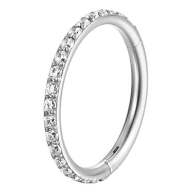 Imagem de LOMISS PIERCING ARGOLA NIÓBIO PVD SEGMENTO ARTICULADO ZIRCÔNIA CRAVEJADA (PRATA, 1.2X7)