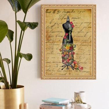 Imagem de Quadro Decorativo Manequim Floral 33X24Cm - Com Vidro