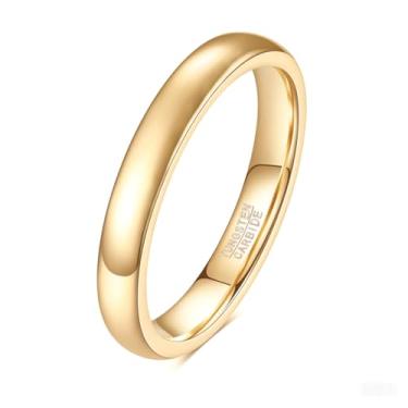 Imagem de VQYSKO Aliança De Casamento Tungstênio Para Homens E Mulheres, 2 Mm, 4 6 Mm 8 Abobadada, Dourada, Polida, Confortável, Tamanho 5-14 (Dourado - 3 6)