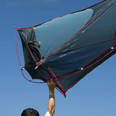 Imagem de Tenda de acampamento para 1 pessoa, leve, para atividades ao ar livre, para acampamento, viagem, com malha de tecido Oxford 210D, haste interna de liga de alumínio (Cáqui)