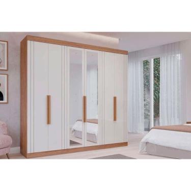 Imagem de Guarda Roupa Casal 6 Portas (2 C- Espelho) E 6 Gavetas Cecilia Cinamomo-off White - Panan