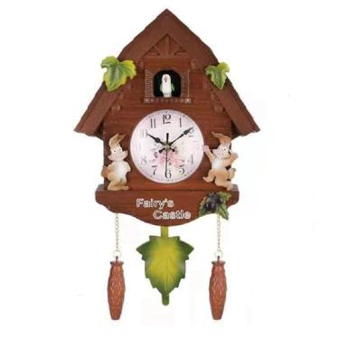 Imagem de Relogio Cuco Pendulo Vintage Musical Estilo Madeira Parede Passaro Decorativo Quartzo Classico Retro