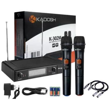 Imagem de Microfone Sem Fio Duplo Kadosh K302M + 2 Cabos Xlr