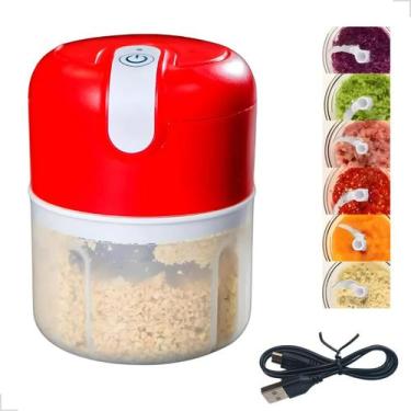 Imagem de Mini Processador Triturador Alimentos Elétrico Recarregável Cozinha Ch