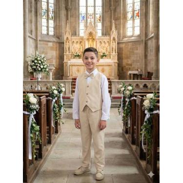 Imagem de Conjunto Miss Cherry Social com Colete Palha Bege - Inclui Camisa, Gra