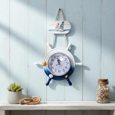 Imagem de Relógio De Parede Náutico Mar E Praia Decoração Enfeite Veleiro - Dant