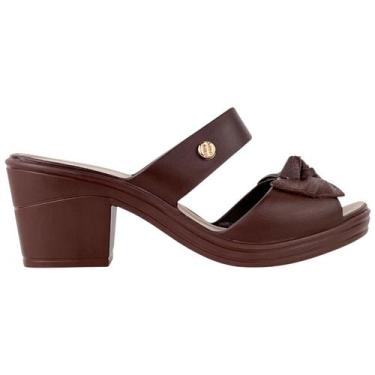 Imagem de Tamanco Feminino Basic Laço Plataforma Salto Baixo Miss Miss, Marrom, 