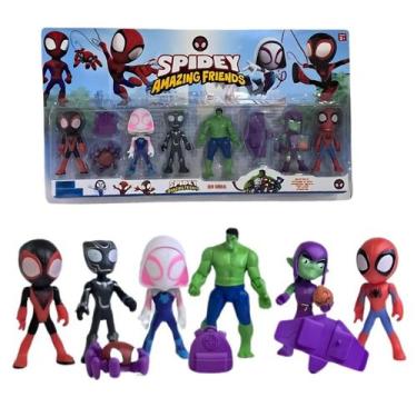 Imagem de Kit Com 6 Bonecos Articulados Spidey E Amigos Espetaculares Brinquedo 