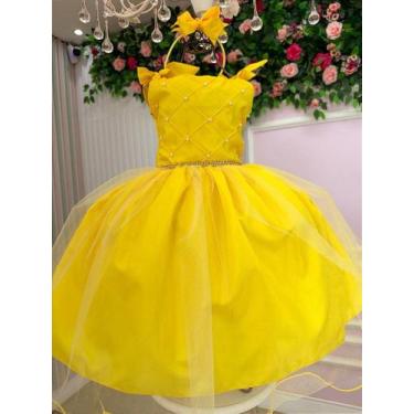 Imagem de Vestido Infantil Amarelo Princesas Mariely - Elegância Clássica e Mode