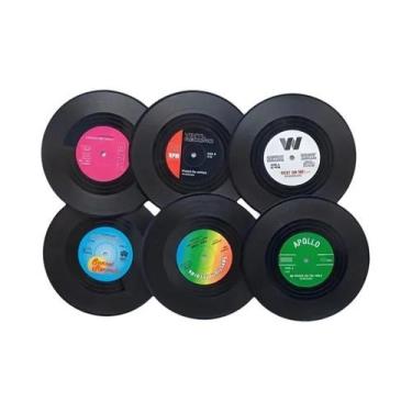 Imagem de Porta-copos De Vinil Retrô Nostálgicos, Pacote Com 6, Antiderrapantes,