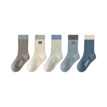 Imagem de Meias Casuais Listradas Para Meninos Outono/Inverno, 5 Pares, Meias Li