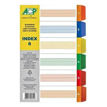 Imagem de Divisórias Para Fichário Caderno Argolado Universitário Colorido 22,5 