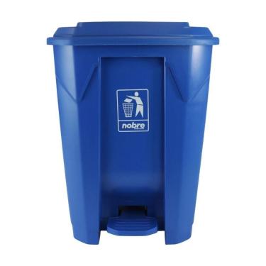 Imagem de Lixeira Plástica Com Pedal 50l Azul Grande áreas Externas - Nobre