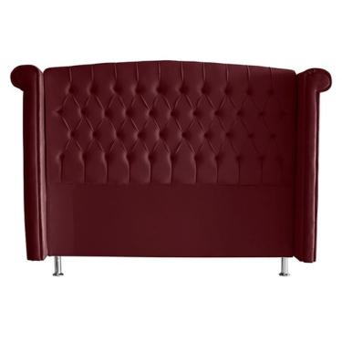 Imagem de Cabeceira Estofada Luxo Casal 140 Cm Suede Capitonê Bordô 133x140x26 Cm Do Lar Móveis e Decoração
