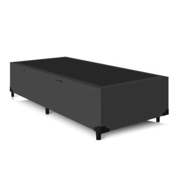 Imagem de Cama Sommier Box Baú Solteirão 96x203x42 - Abertura Lateral Cor:Preta 