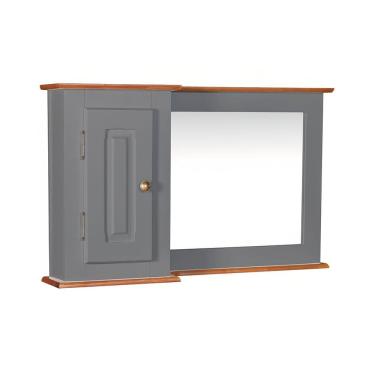 Imagem de Armário De Banheiro Com Espelho 1 Porta e Prateleira Dália 3059-97 Linz Móveis - Cinza/Imbuia Glazer