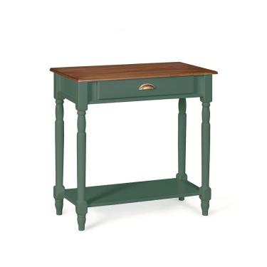 Imagem de Bancada Aparador Mini Lavabo 1 Gaveta e Prateleira Linz Móveis - Verde Musgo/Imbuia Glazer