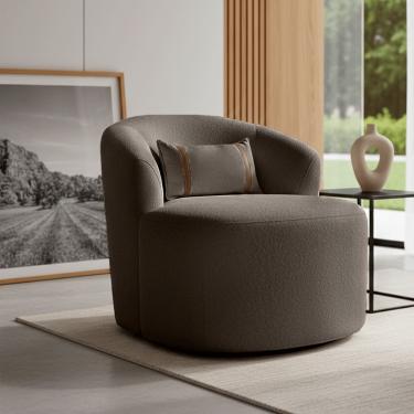 Imagem de Puff Poltrona Decorativa Orgânica Roma Sala Bouclé Com Almofada