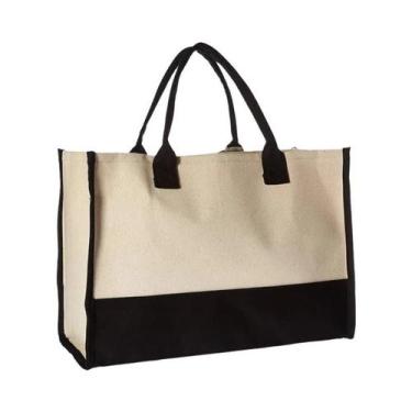 Imagem de Bolsa Tote de Lona com Grande Capacidade - Design Moderno com Letras e