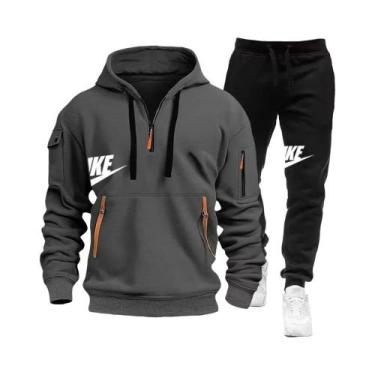 Imagem de Conjunto De Moletom Com Zíper E Calças Para Homens, Casual E Quente, R