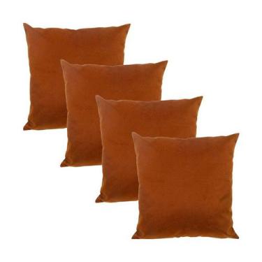 Imagem de Kit 4 Capas para Almofada em Veludo Liso Quadrada Várias Cores - Díspa